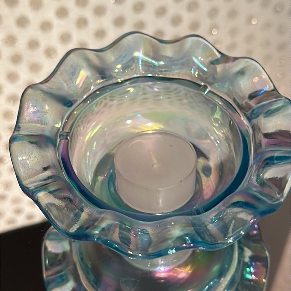 Fenton aqua blue Spanish lace carnival glass fairy light never used - Picture 4 of 6